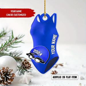 TEMU 1개, 아크릴 장식 펜던트, 3.9*2.16인치, 크리스마스 장식 펜던트, 양면 인쇄 과정, 맞춤형 개인 맞춤 펜던트, 수영복 모양, 3가지 색상 제공, 크리스마스 장식, 생일 파티 장식에 적합