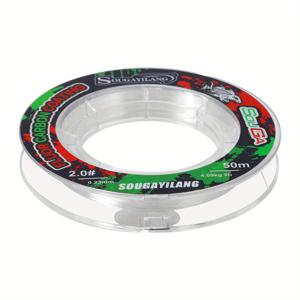 TEMU SOUGAYILANG 투명 플루오로카본 코팅 낚싯줄, 50미터 카본 파이버 코팅, 초강력 내마모성 및 내부식성 방지 퀵 싱킹 리더 라인, 잉어 낚시 및 송어 배스 등에 적합