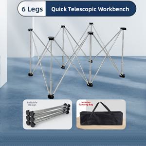 TEMU 스테인리스 스틸 & 플라스틱 접이식 목공 작업대 - 6단 조절 가능한 높이, 1m-16mm 재료 보드, DIY 프로젝트 및 전문가용 다기능 , 내구성 있는 구조