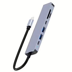 TEMU 7in 1 USB C 허브 USB 3.0 USB 2.0 SD 카드 TF 카드 리더 100W PD 충전 4K 30Hz 비디오 출력 USB C 멀티포트 어댑터 맥북 및 윈도우 노트북용