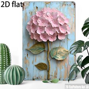 TEMU 2D 플랫 - 1 빈티지 수국 철제 간판 | 8.0x12.0인치, 러스틱 디스트레스 스타일, 간편한 벽걸이, 가정 및 사무실에 적합, 이상적인 축제 선물