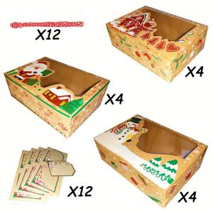 TEMU 36개 크리스마스 선물 상자 (투명 창문 포함) - 크라프트 종이 포장 용기, 친구, 가족, 이웃을 위한 다양한 선물 포장에 적합, 눈꽃, 나무, 아늑한 코티지 디자인 특징