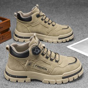 TEMU 남성용 하이탑 하이킹 부츠 - 두꺼운 PVC 밑창 & 상단 - 겨울/야외용, 진흙, 풀밭 - 산악, 도시용 라운드 토 - 레이스업 앵클 부츠 (가을/겨울)|실내화|트레킹화