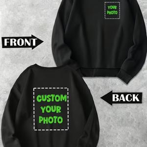 TEMU 맞춤형 남성 크루넥 스웨트셔츠 - 나만의 디자인, 사진, 이미지로 개인화 프린팅. 커플, 장난, 깜짝 선물, 기업 팀빌딩 유니폼, 크리스마스, 할로윈 파티, 생일, 휴일, 기념일, 발렌타인데이 선물에 이상적, 휴일 파티 의상,독특한 프린트 의류,부드러운 니트웨어,통기성 의류,사진 프린트 탑,파티 참석자들,커플 매칭 의상