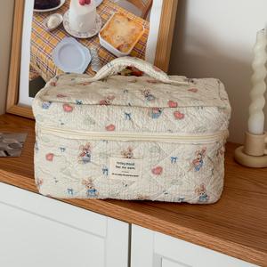 TEMU 부드러운 패브릭 지퍼 화장품 및 세면도구 가방 | 귀여운 만화 프린트, 대용량, 가정 및 여행용 휴대용, 남녀공용 여성 가방