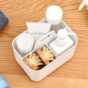 TEMU 1개 휴대용 플라스틱 보관 바구니 손잡이 포함 - 가벼운 데스크탑 정리함, 학교 및 사무실용, 귀여운 화이트/핑크 데스크탑 트레이 (연필, 마커, 문구류용) - 내구성 플라스틱 소재, 백투스쿨 필수품, 완벽한 휴가 선물