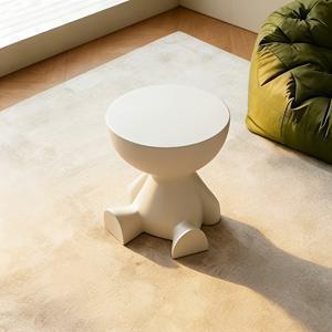 TEMU 모던 베어형 플라스틱 나이트스탠드 - 세련된 화이트 수납함, 침실과 거실에 적합, 조립 쉬움, 컴팩트 디자인, 작은 공간에 이상적, 침실 수납함 | 유머러스한 가구 | 플라스틱 제작, 침실 인테리어