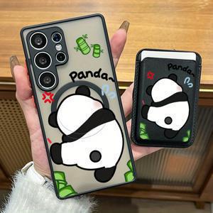 TEMU 휴대폰 케이스 - 창의적인 충격 방지 만화 고양이 디자인의 마그네틱 휴대폰 케이스와 스타일리시한 인조 가죽 마그네틱 카드 클립이 특징인 투피스 럭셔리 패션 세트입니다. 이 다기능 지갑은 Samsung Galaxy S25 Ultra, S25와 호환됩니다.