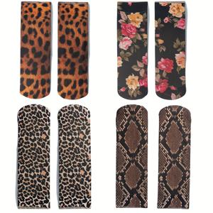 TEMU 프린트 발목 양말 4켤레, 여름용 숏 스타킹, 높은 탄성, 편안함, 통기성, 초박형