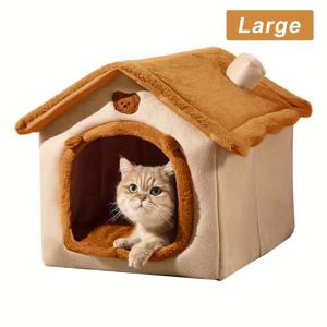 TEMU 애완견과 고양이를 위한 혁신적인 소형 하우스 디자인. 사계절 내내 따뜻함과 편안함을 제공합니다. 이 탈부착 및 세척 가능한 애완 동물 하우스는 귀여운 모양을 특징으로 하며, 부드럽고 포근하며 완전히 밀폐된 환경을 제공하여 안전을 보장합니다.