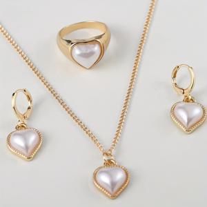 TEMU 여성 휴일 및 데이트 선물로 완벽한 심플한 하트 모양 귀걸이, 반지, 목걸이 4종 세트. 훌륭한 가성비를 제공하며 할로윈, 크리스마스, 발렌타인데이, 어버이날에 이상적입니다.