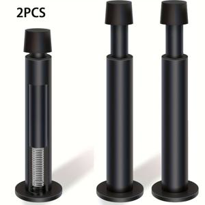 TEMU 블랙 메탈 도어 스토퍼, 4.4인치 스프링 벽 보호대와 고무 범퍼 팁, 유연한 도어 바닥 가드