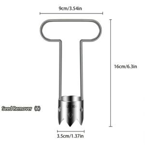TEMU 1개 스테인리스 스틸 과일 및 채소 코어링기 | 304 스테인리스 스틸, T자형 손잡이, 식품 접촉에 안전, 배, 사과, 오이, 벨프레퍼, 작은 주방 도구에 적합