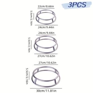 TEMU 3개 세트 원형 스테인리스 스틸 냄비 받침대, 두꺼운 내열 패드 포함, 주방 보일러용 이중 레이어 미끄럼 방지 냄비 받침대