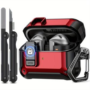 TEMU 삼성 갤럭시 버즈 3 프로/버즈 3 호환 케이스 및 청소 키트 포함, 남녀공용 풀 보호 하드 커버 쉘과 안전 잠금 클립