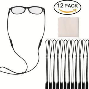 TEMU 12개입 조절 가능한 안경 스트랩 (클리닝 천 포함), 스타일리시한 안경 홀더, 안경 리테이너