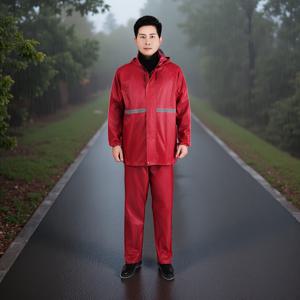 TEMU 폭우 방지 아웃도어 라이딩 남녀공용 레인팬츠 세트 노동보호 대형 앞뒤 반사 스트립 라이딩 포초