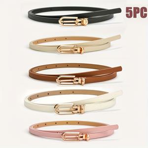 TEMU 드레스용 슬림 벨트 5개 세트 - 레트로 캐주얼 웨이스트 벨트, 웨딩, 파티, 데일리웨어, 캠퍼스 및 특별 이벤트용