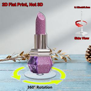 TEMU 2D 플랫 - 반짝이는 베이스가 있는 반짝이는 메탈릭 핑크 립스틱. 사무실 책상 또는 홈 데코를 위한 2D 플랫 회전 아크릴 장식으로 디자인되었습니다. 스파 경험을 향상시키고 수집용 피규어로도 완벽합니다.