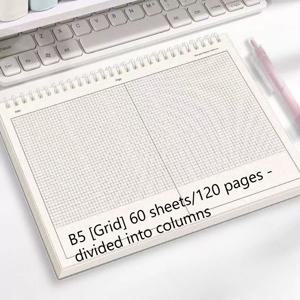 TEMU B5 스파이럴 문구 노트 - 심플한 디자인, 가로형 레이아웃, 60매/120페이지, 노트, 다이어리, 사무실, 학교 또는 프레젠테이션용 평면 스파이럴 제본 - 플래너에 적합 - 데일리 카리 오퍼레이터, 학교 노트북|편지지