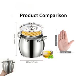 TEMU 탈착식 미세 메시 스트레이너와 먼지 덮개가 포함된 스테인리스 스틸 용기 세트 - 수프, 육수 조리, 보관 및 여과에 적합