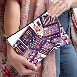 TEMU 1개 휴대용 & 접이식 메이크업 팔레트 & 브러쉬 호환 화장품 케이스 지퍼 클로저 - 립스틱, 아이섀도우, 블러셔, 파운데이션용 컴팩트 여행 정리함 - 세탁기 사용 가능한 가방