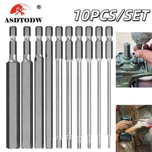 TEMU 10개입 긴 100MM 1/4인치 육각 헤드 Allen 렌치 드릴 비트, 빅 12MM ~ 스몰 1.5MM, 미터법, S2 스틸 마그네틱 팁 스크루드라이버 소켓 비트 세트 (Ikea 타입 가구용)