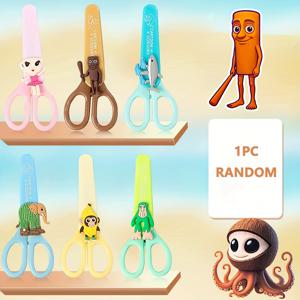 TEMU 이탈리아 뇌 썩은 테마 안전 가위 (보호 커버 포함) - 귀여운 만화 캐릭터 디자인, 내구성이 뛰어난 PVC 재질, 7.5cm 날, 공예 및 사무용으로 적합, 공예 용품, 재미있는 디자인, 견고한 구조