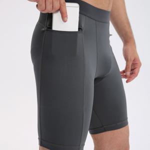 TEMU 남성용 짧은 피트니스 반바지, 지퍼 포켓, PRO 탄성 흡습 속건성 러닝 트레이닝 바지