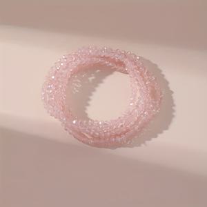 TEMU 여성용 패션 여름 핑크 시리즈 휴가 유리 팔찌 5개 세트, 여행 및 휴가, 일상 착용에 적합