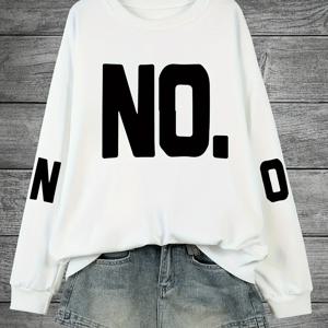 TEMU 플러스 사이즈 - 플러스 사이즈 여성용 라운드넥 스웨트셔츠 (팔에 프린트 없음)