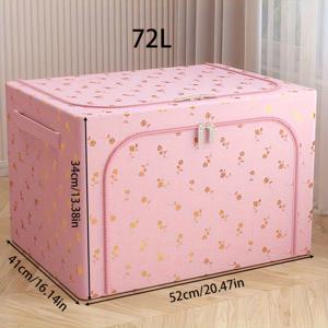 TEMU 1개 대형 패브릭 접이식 수납함 - 플라워 월드 디자인, 내구성 강한 옷장 정리함, 옷, 책 보관용 - 공간절약형 다목적 컨테이너, 침대 밑 수납|폴딩박스