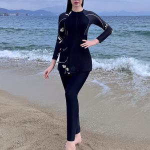 TEMU 여성용 수영복, 분리형 바디, 2023년 신스타일, 보수적, 자외선 차단, 긴팔 및 바지, 다이빙 여성용 온천 수영복