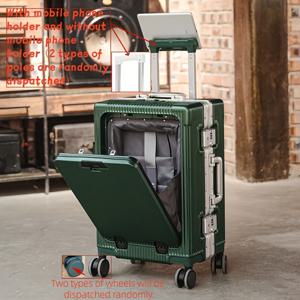 TEMU 20/24인치 휴대용 멀티펑션 캐리어 프론트 오픈 보딩 케이스 알루미늄 캐리어 내부 건습 분리 기능