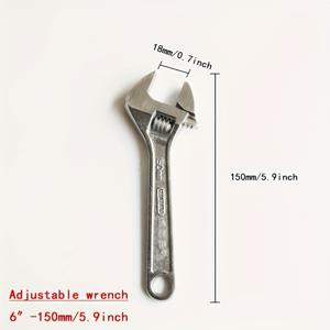 TEMU 6, 8, 10, 12, 및 15인치 다기능 조절식 렌치, 오픈 엔드 렌치, 가정 및 건설용 조절식 스패너