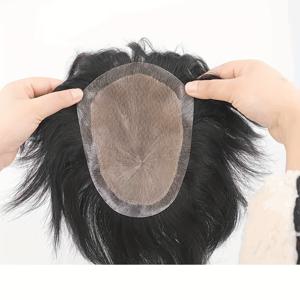 TEMU 남성용 리얼 헤어 피스, 미가공 인모, 멋진 헤어스타일을 위한 스타일링 가발