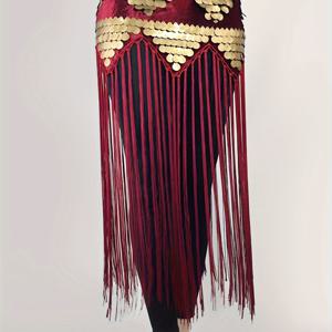 TEMU 비즈 자수와 태슬이 있는 섹시한 벨리 댄스 힙 랩 스커트, 허리 랩이 있는 새로운 동양 댄스 연습 의상