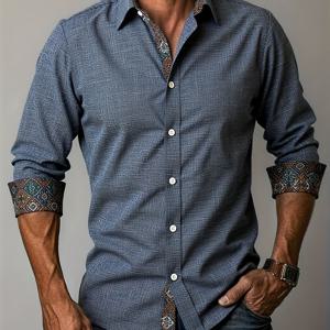 TEMU Gengyuan의 긴팔 캐주얼 셔츠는 고급스러운 느낌을 선보이며, 패셔너블하고 트렌디한 디자인을 보여줍니다. 셔츠는 린넨과 유사한 원단으로 제작되었으며, 슬림하면서도 편안한 핏을 제공합니다.