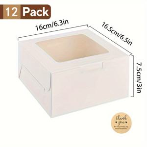 TEMU 12 팩 종이 제과점 상자 창문 포함 - 케이크, 컵케이크, 디저트용 일회용 정사각형 페이스트리 용기 - 플립 탑, 재활용 가능 - 크리스마스, 할로윈, 추수감사절에 이상적