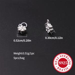 TEMU 5pcs S925 스테인레스 실버 꽃 펜던트, 캐주얼 테마 DIY 비즈 액세서리, 팔찌 보석 만들기, 플레팅 없음, 순한 실버 꽃 장식