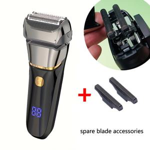 TEMU 추가 블레이드+무선 전기 면도기, 추가 블레이드 액세서리 포함, 전기 면도기, 남성용 전기 면도기, USB 충전, 면도기 액세서리 세트