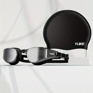 TEMU 1개 성인용 전기도금 수영 고글, 고화질 안티포그 및 초광각 시야 디자인|물안경