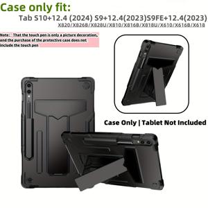 TEMU 갤럭시 탭 S10 플러스/S9 플러스 5G 케이스 12.4인치, 내장형 S펜 홀더/킥스탠드, 풀바디 듀얼 레이어 충격 방지 보호 커버, 태블릿 12.4인치 S9 FE 플러스 SM-X820/SM-X810/SM-X610용