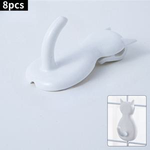 TEMU 8개 고양이 모양 벽걸이 후크 - 집, 소매점 선반 및 디스플레이 정리에 적합한 생생한 색상의 내구성 있는 플라스틱 열쇠 걸이