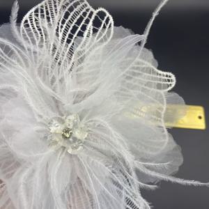 TEMU 바늘 없이 수공예로 제작된 장식 레이스, 오간자, 인조 깃털, 돌로 만든 꽃 (웨딩 드레스에 적합하며 모자 장식 또는 코사주로 사용 가능)