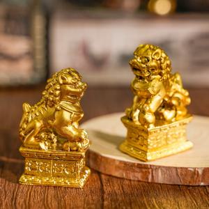 TEMU 2개 세트 창의적인 황금 쌍용 피슈 부자 장식품, 행운과 번영의 상징, 레진 공예 홈 데코