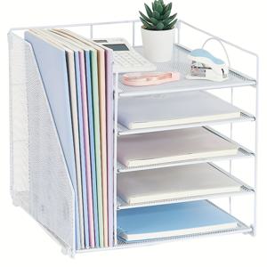 TEMU 5-단 종이 편지 트레이 정리함 + 파일 홀더, 책상 정리용품 및 액세서리, 사무용품 데스크탑 정리함