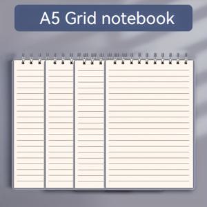 TEMU 4 A5 격자/라인 스타일 바운드 노트 세트 - 학생 및 전문가를 위한 방수 소프트 가죽 저널, 디자인, 일상적인 사무용품