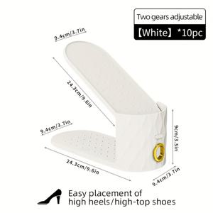 TEMU 10개 세트 조절 가능한 플라스틱 신발 선반, 이중층 공간 절약형 정리함, 옷장, 기숙사, 침실, 옷장, 현관, 욕실용 두꺼운 계층형 신발 보관 상자 - 전기 없음