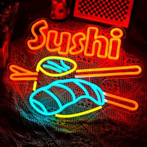 TEMU 일본 스시 네온사인 - 생생한 빨간색 & 스시 롤 디자인의 LED 벽 조명, 내구성이 뛰어난 플라스틱 벽걸이 장식 (레스토랑, 가정, 스시 바용) - 스시 애호가를 위한 특별한 선물, 레스토랑 장식, 멀티컬러 조명
